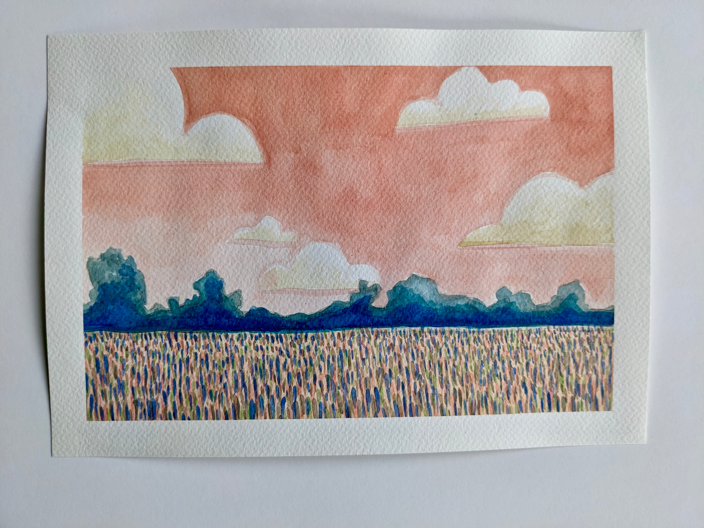 “Peach Sunset” - 7x10 Watercolor Painting