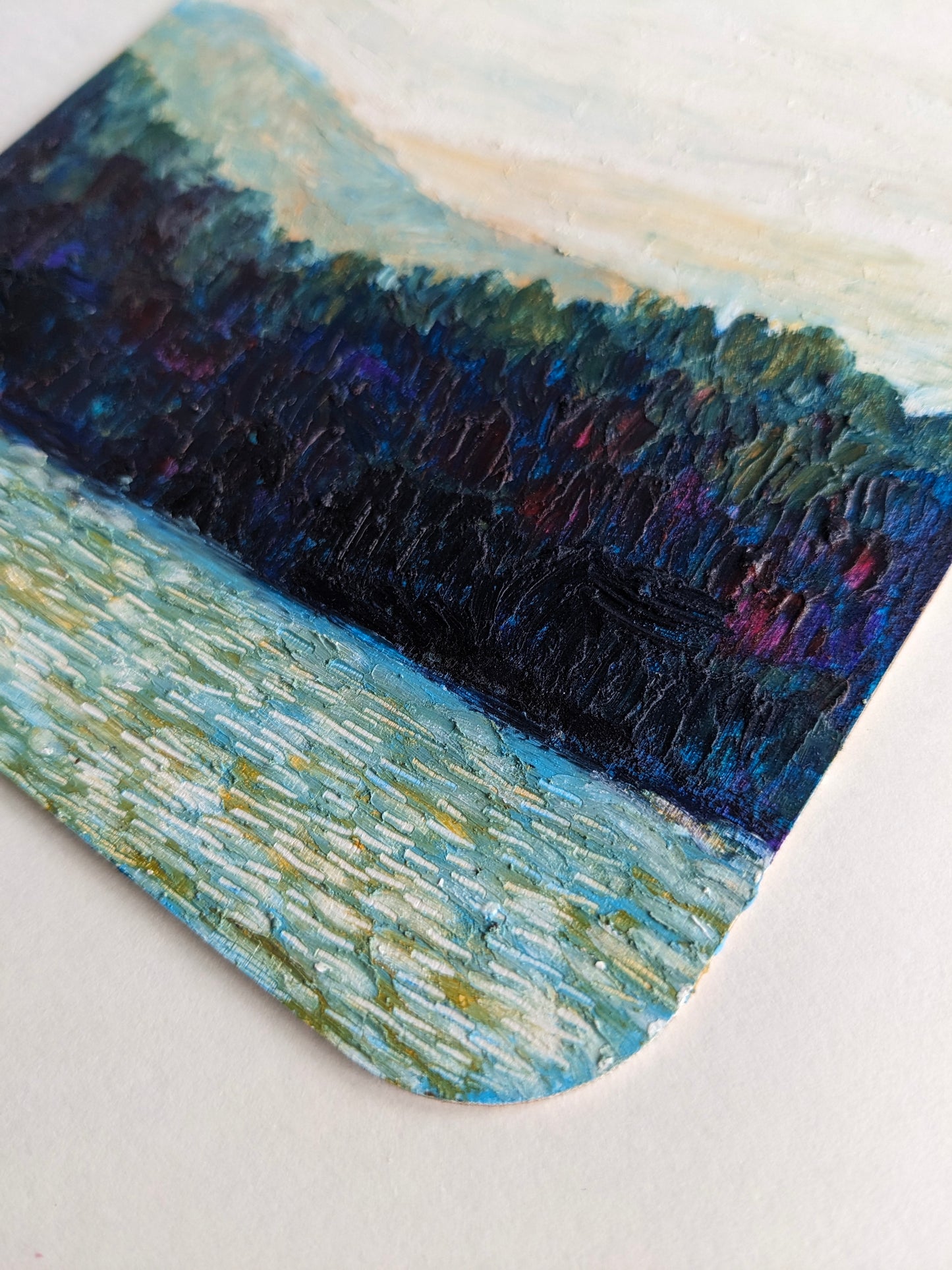 “Shallow Waters, Deep Forests” - 5x5 Original Oil Pastels