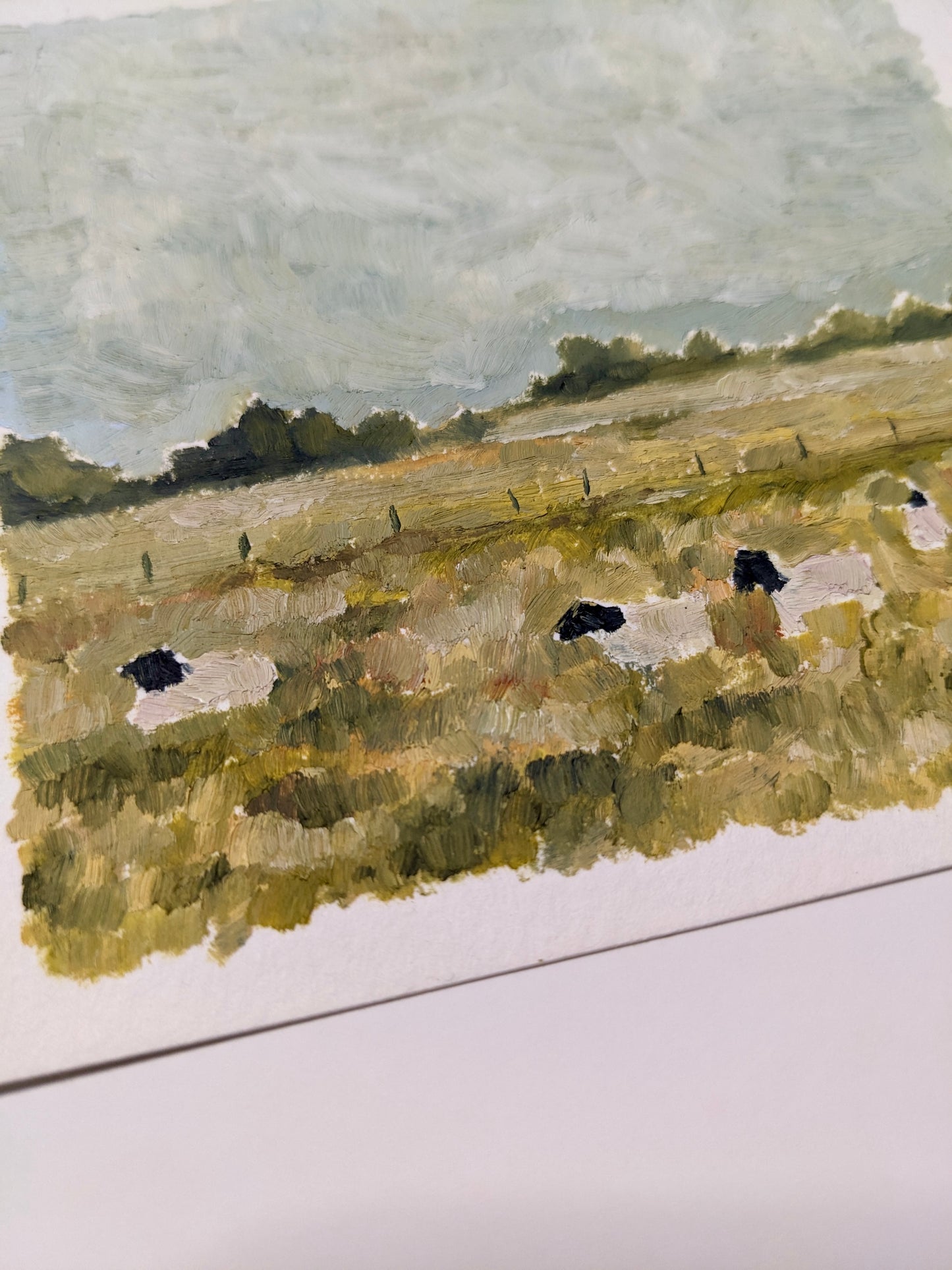 “Watching Sheep” - 5x5 Original Oil Paint