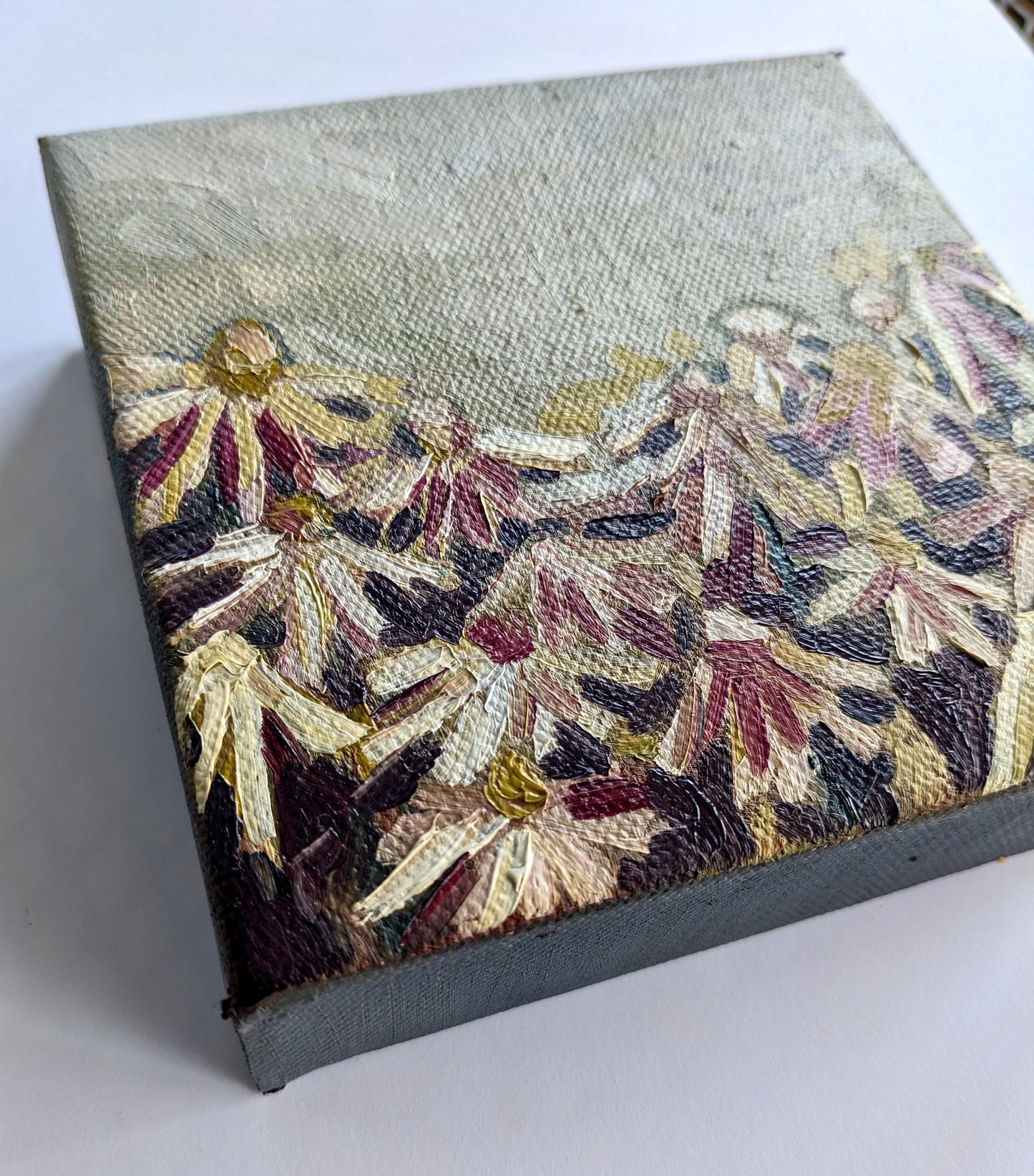 “Rainy Day Daisies” - 5x5 Original Oil Paint