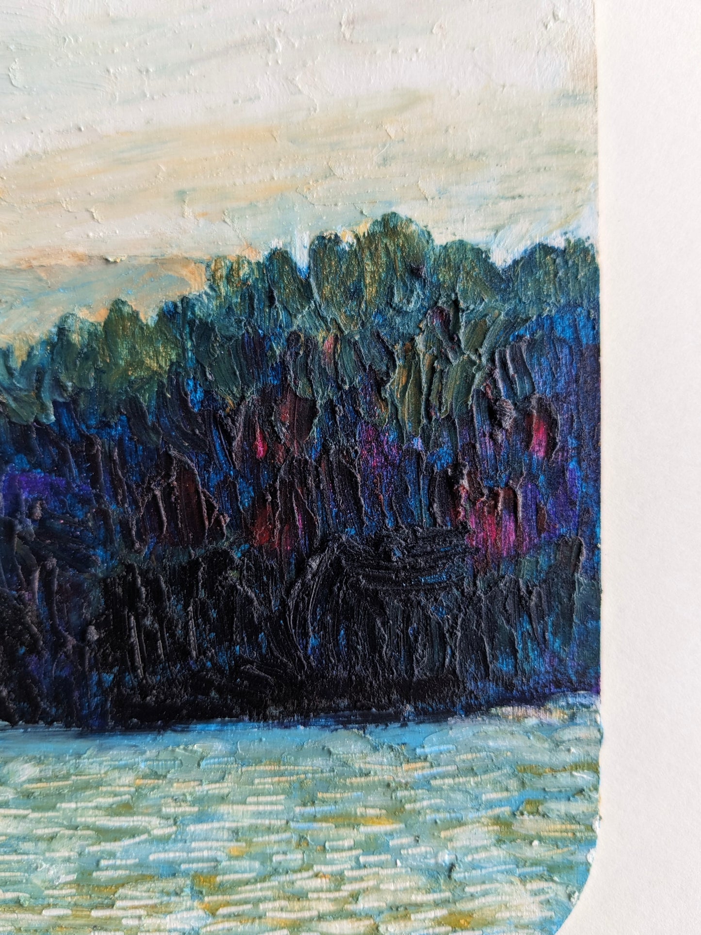 “Shallow Waters, Deep Forests” - 5x5 Original Oil Pastels
