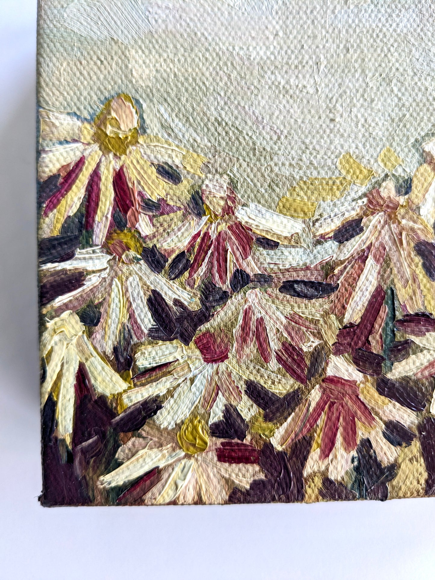 “Rainy Day Daisies” - 5x5 Original Oil Paint