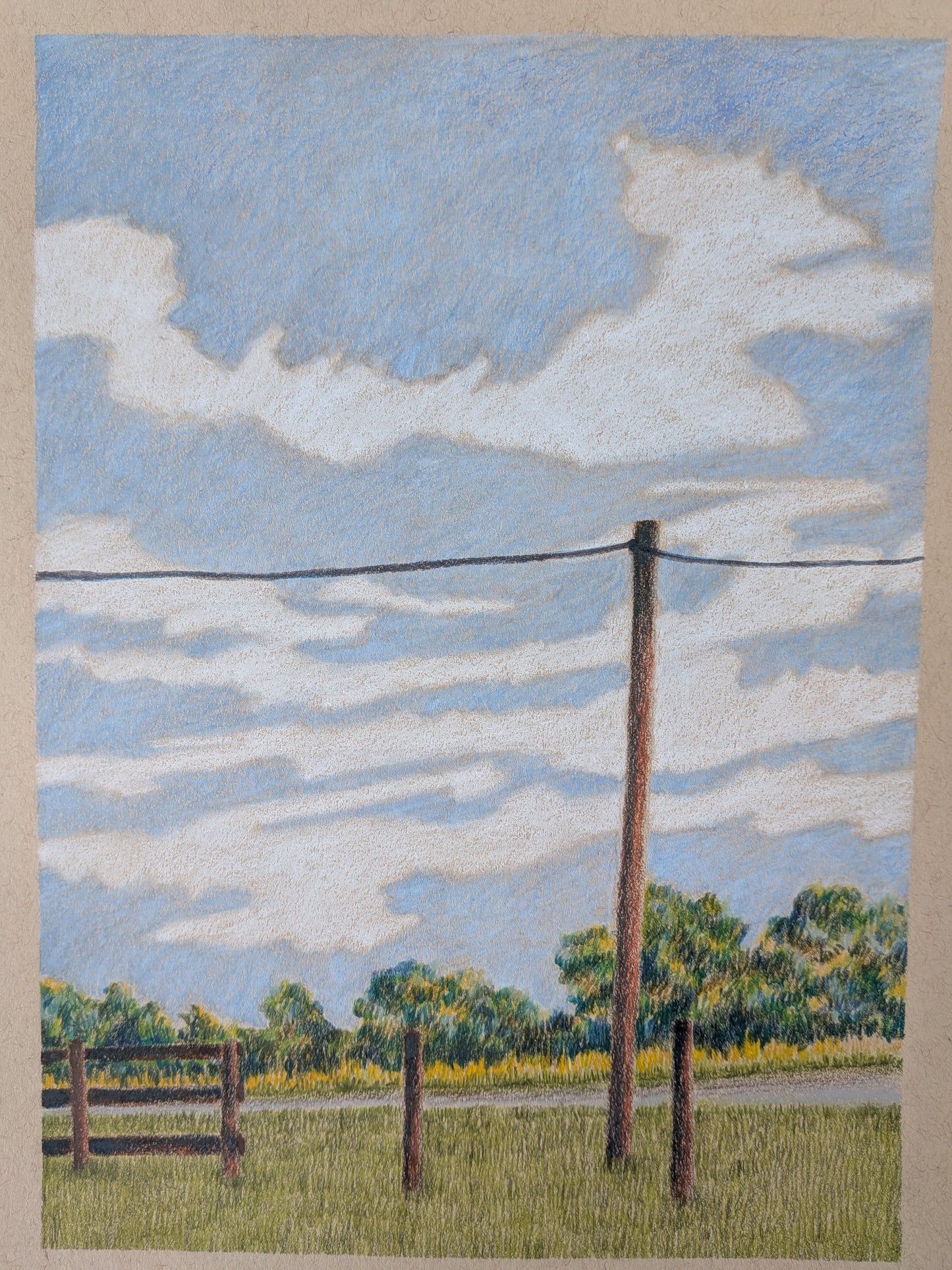 “Lumpy bumpy pasture” - colored pencils