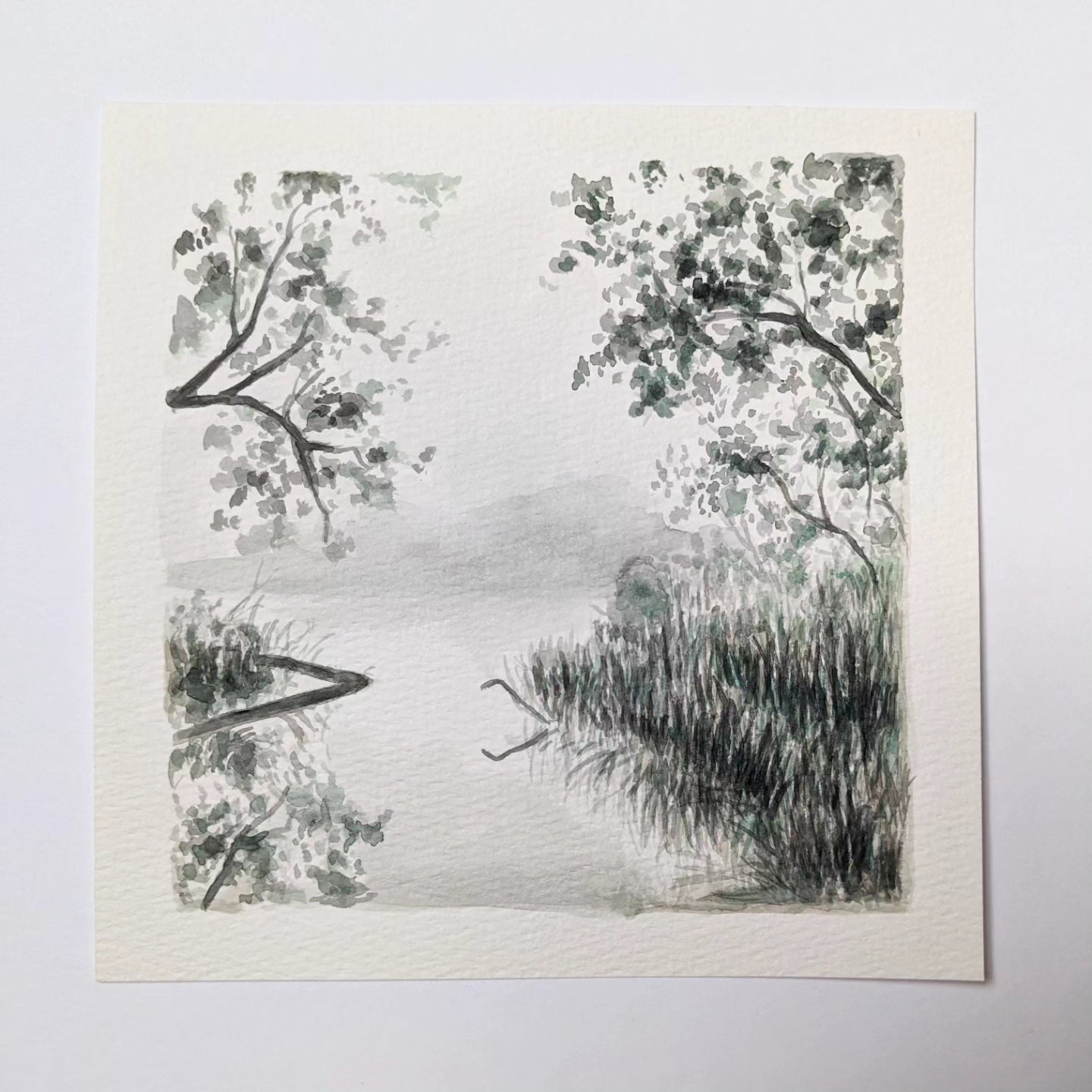 "The Que" - 6x6 Original watercolor painting