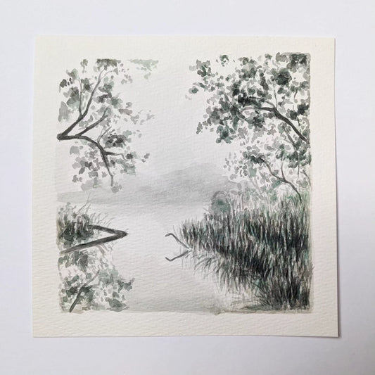 "The Que" - 6x6 Original watercolor painting